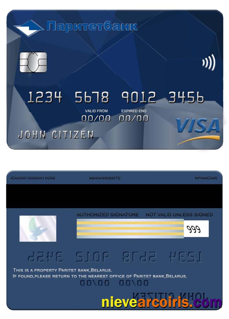 Belarus Paritet bank visa card